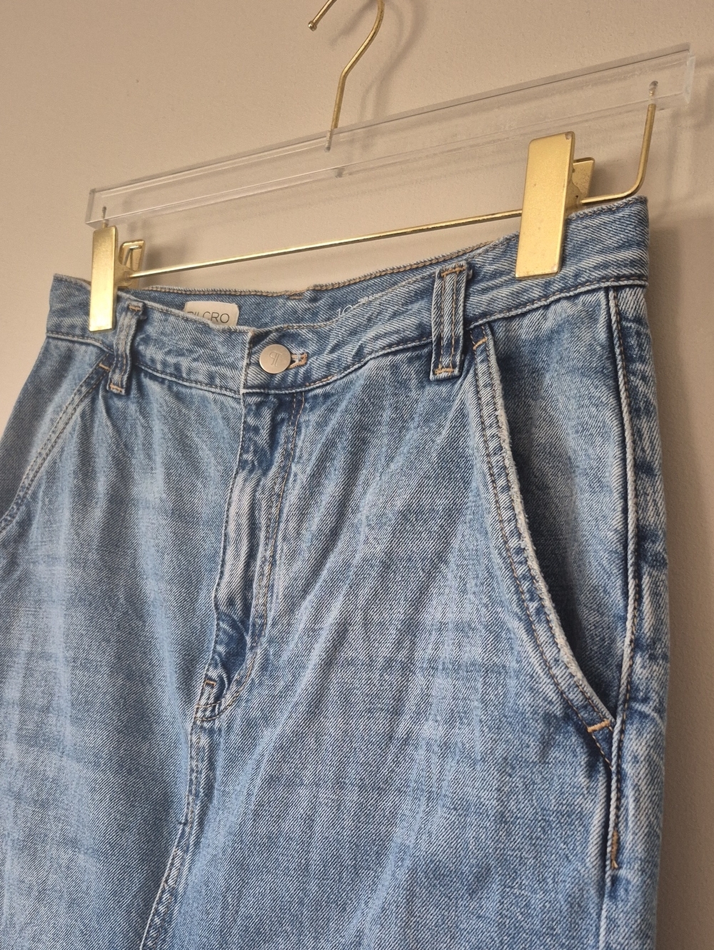 Pilcro Front Slit Blue Denim Skirt, Size 10 Knee Length Cotton Western - Picture 4 of 12